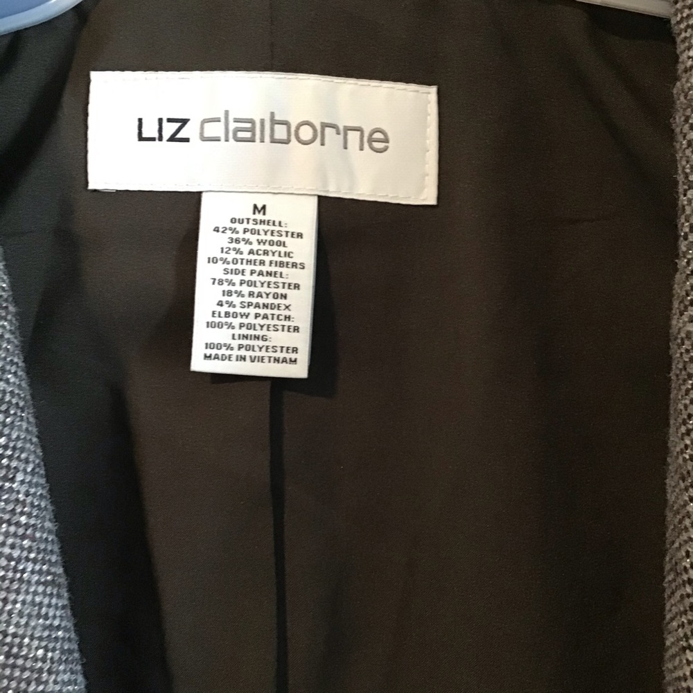 Liz Claiborne elbow patch metallic blazer SZ M - Picture 8 of 13